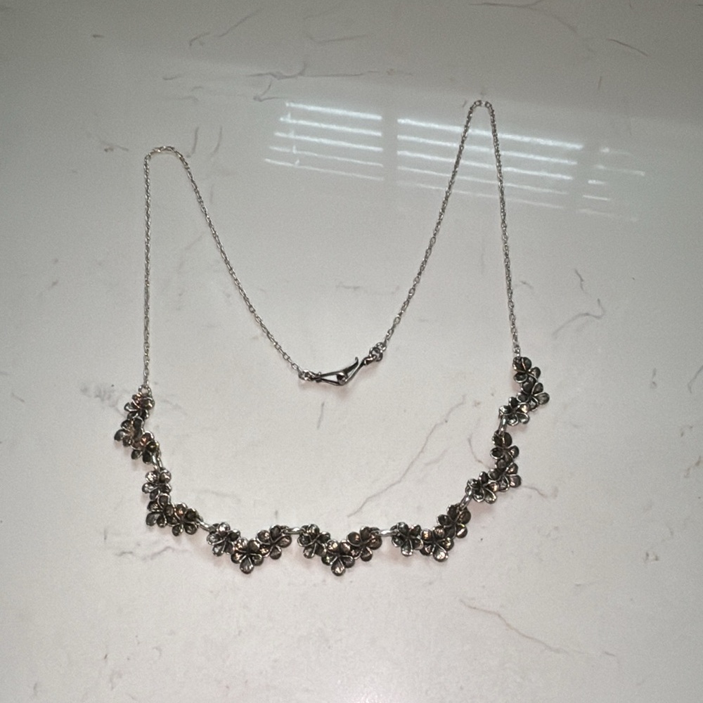 Sterling Silver Plumeria Necklace 26” - Picture 4 of 16